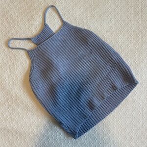 Powder Blue Ribbed Knit Tank Top